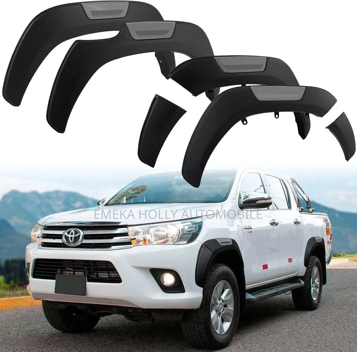 Brand New Pocket-Style Matte Black Fender Flares Set for Toyota Hilux