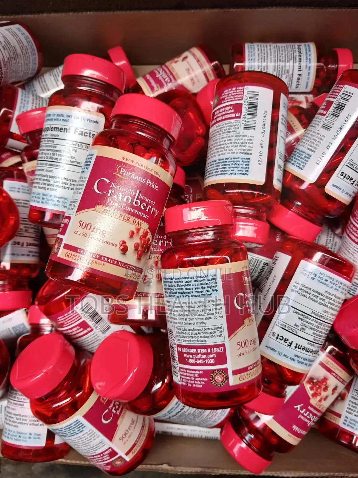 Original Puritan's Pride Cranberry 500mg 60 Capsules, Uth Supplement
