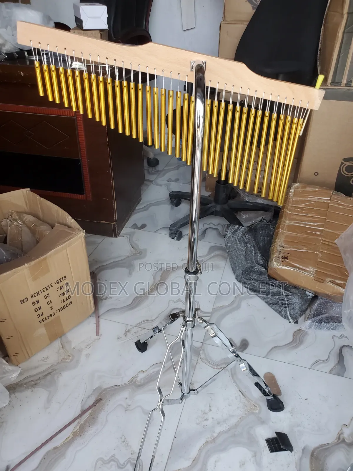 Professional Golden Metal Chime Bell With a Wooden Frame