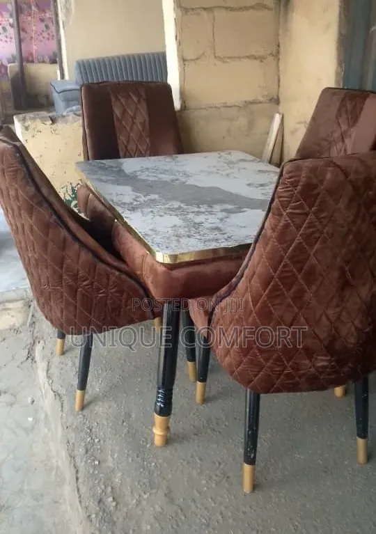 Brand New Top Quality 4 Seaters Full Padded Faux Marble Dinning Set