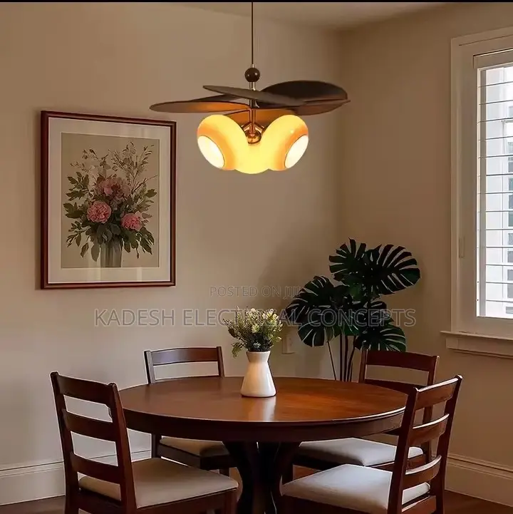 Creative Fabric Leaves Pendant Light Home Art Deco Coffee White Glass