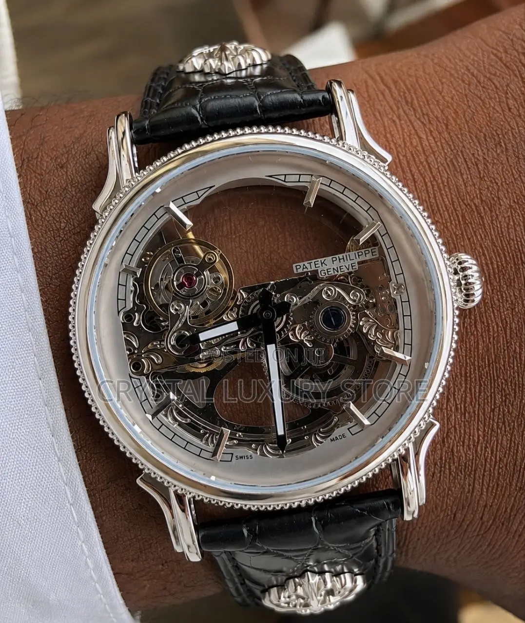 Patek Philippe Quality Luxury Chronograph Genuine Leather Wristwatch