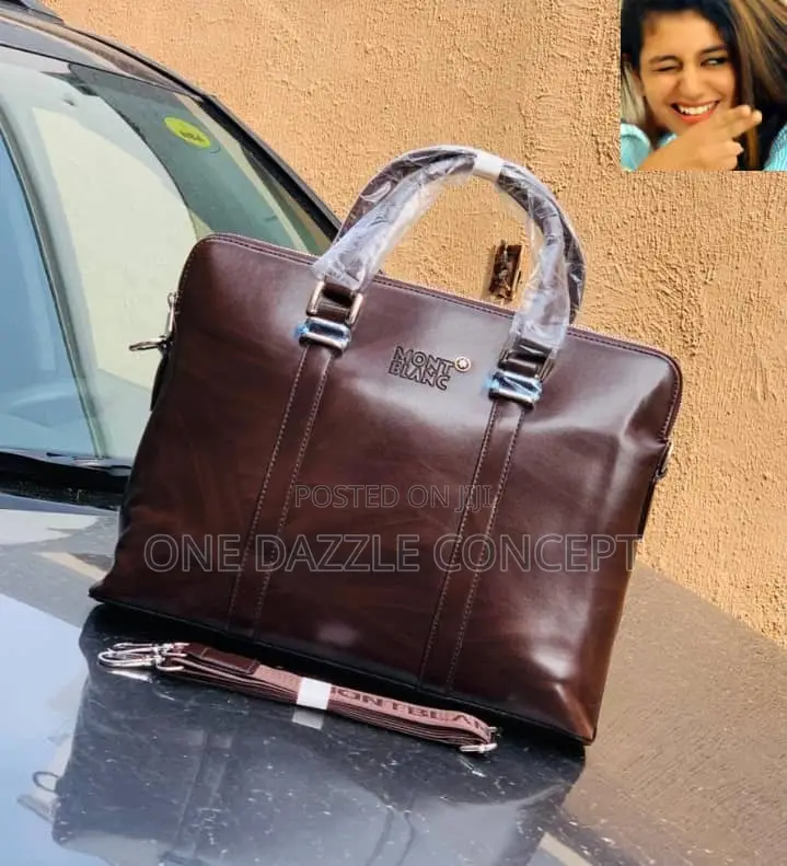 Mont Blanc Leather Briefcase Laptop Bag