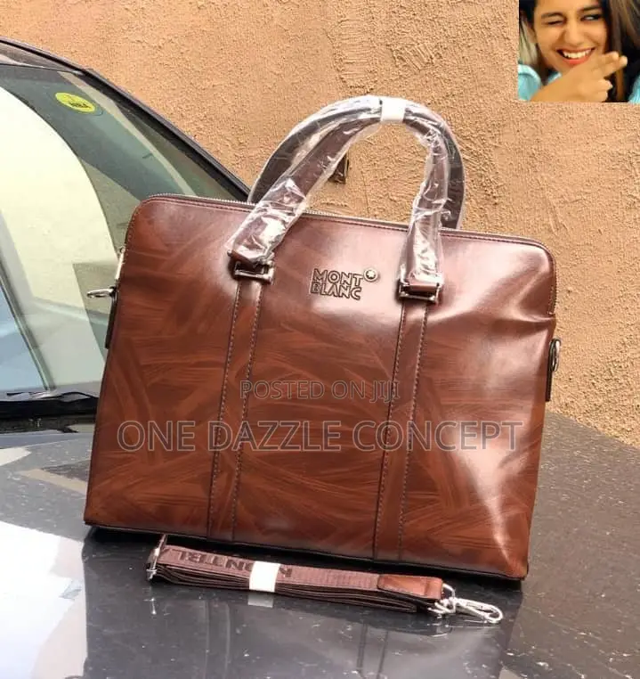 Mont Blanc Leather Briefcase Laptop Bag