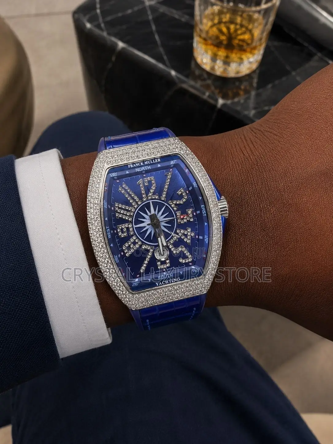 Franck Muller Quality Luxury Men Iced Face Wristwatch