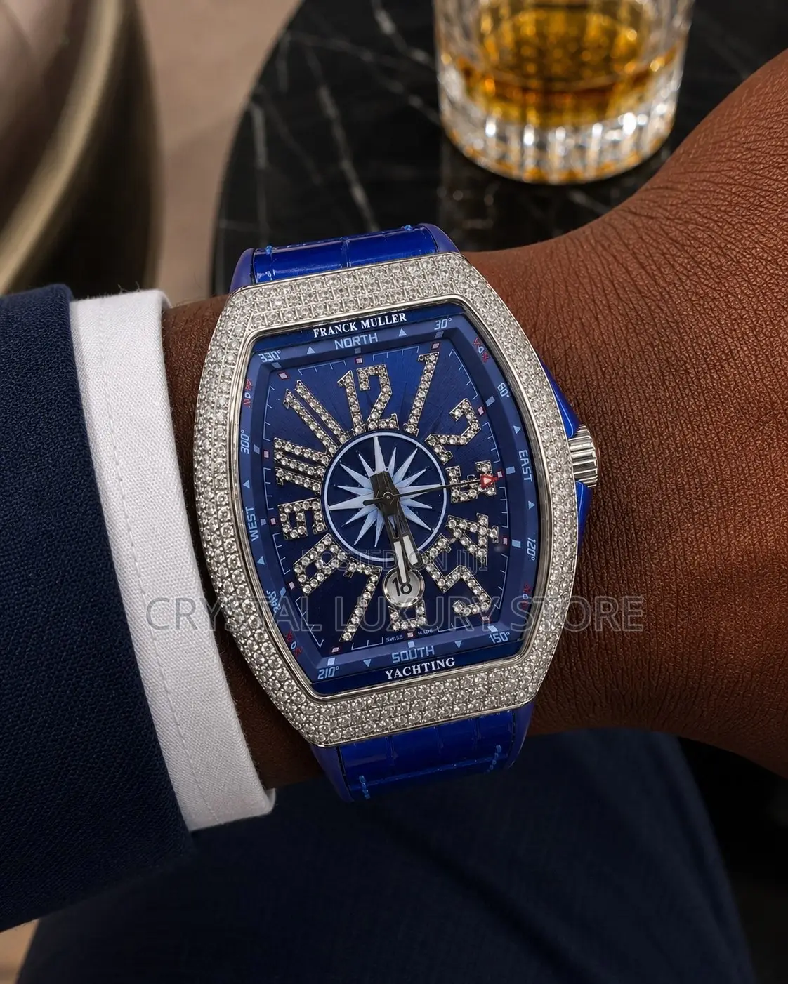Franck Muller Quality Luxury Men Iced Face Wristwatch