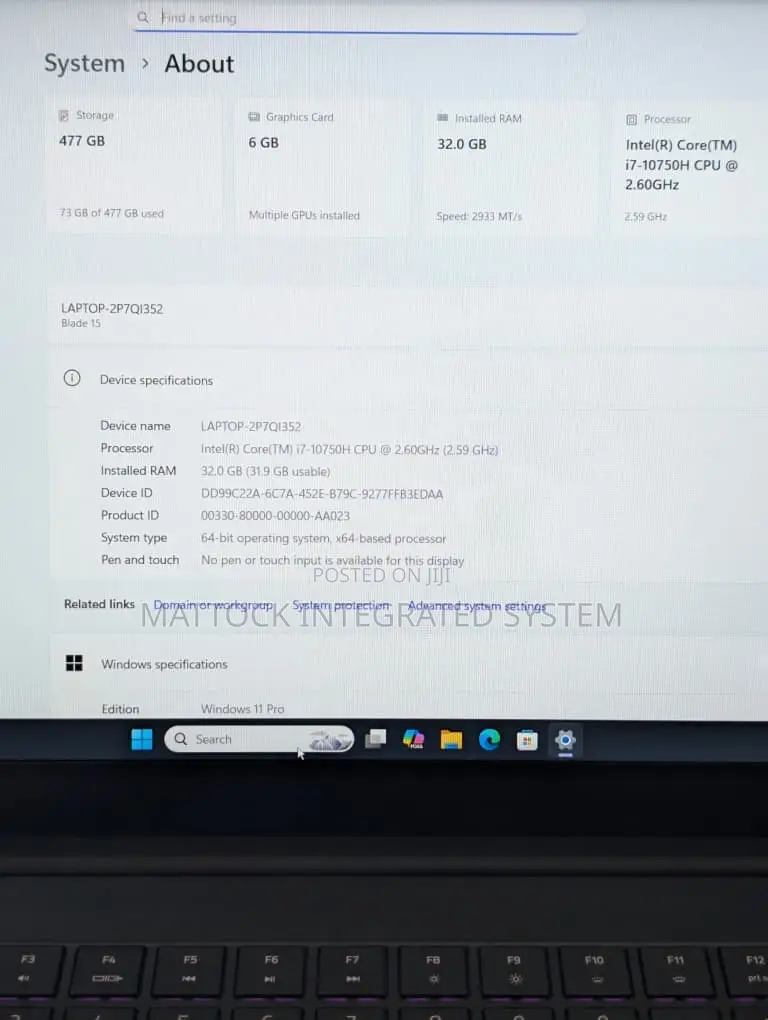 New Laptop Razer Blade 32GB Intel Core i7 SSD 512GB