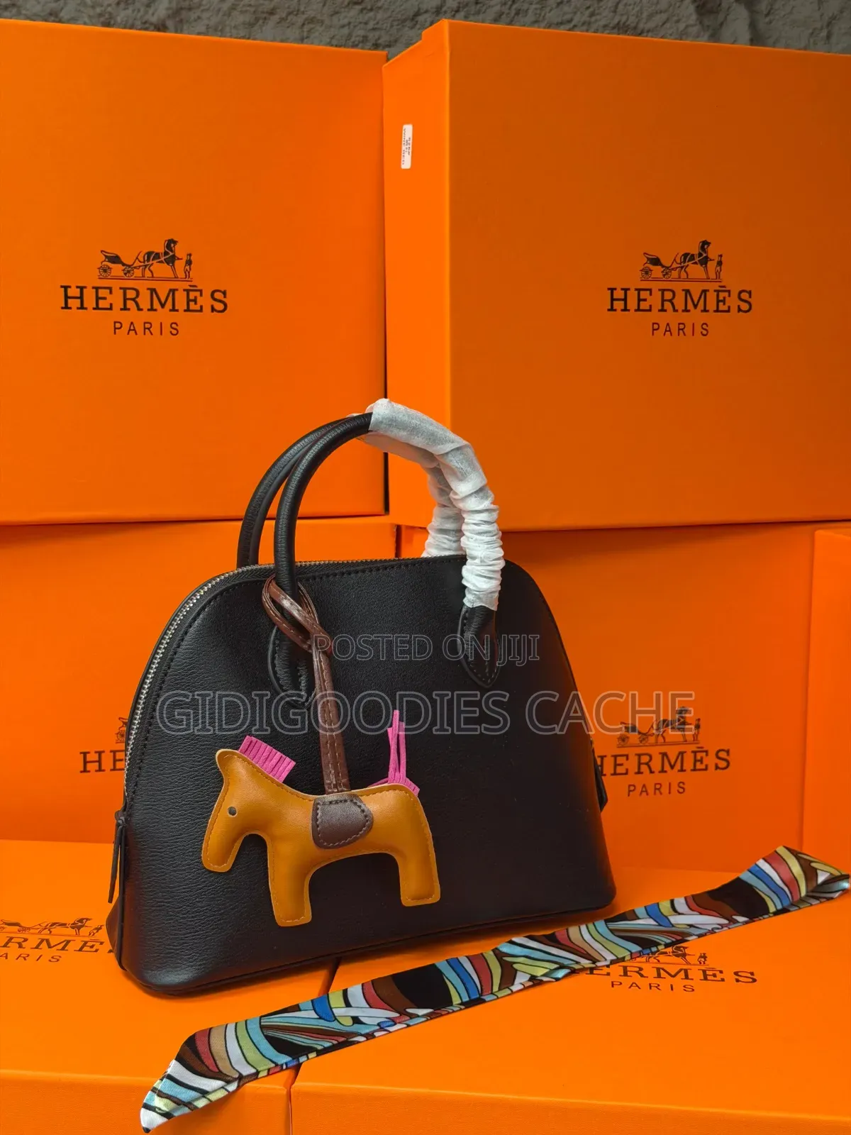 Structured Top-Handle Hermes Bag With Charm