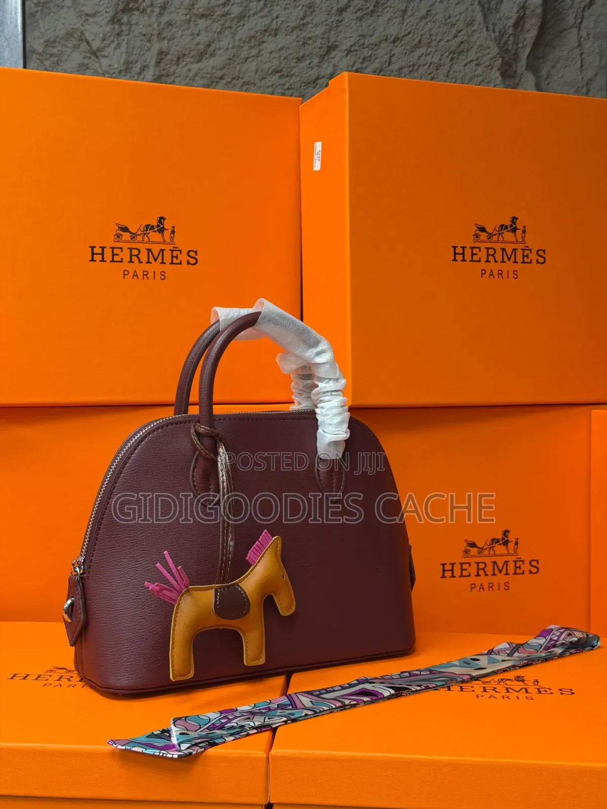 Structured Top-Handle Hermes Bag With Charm