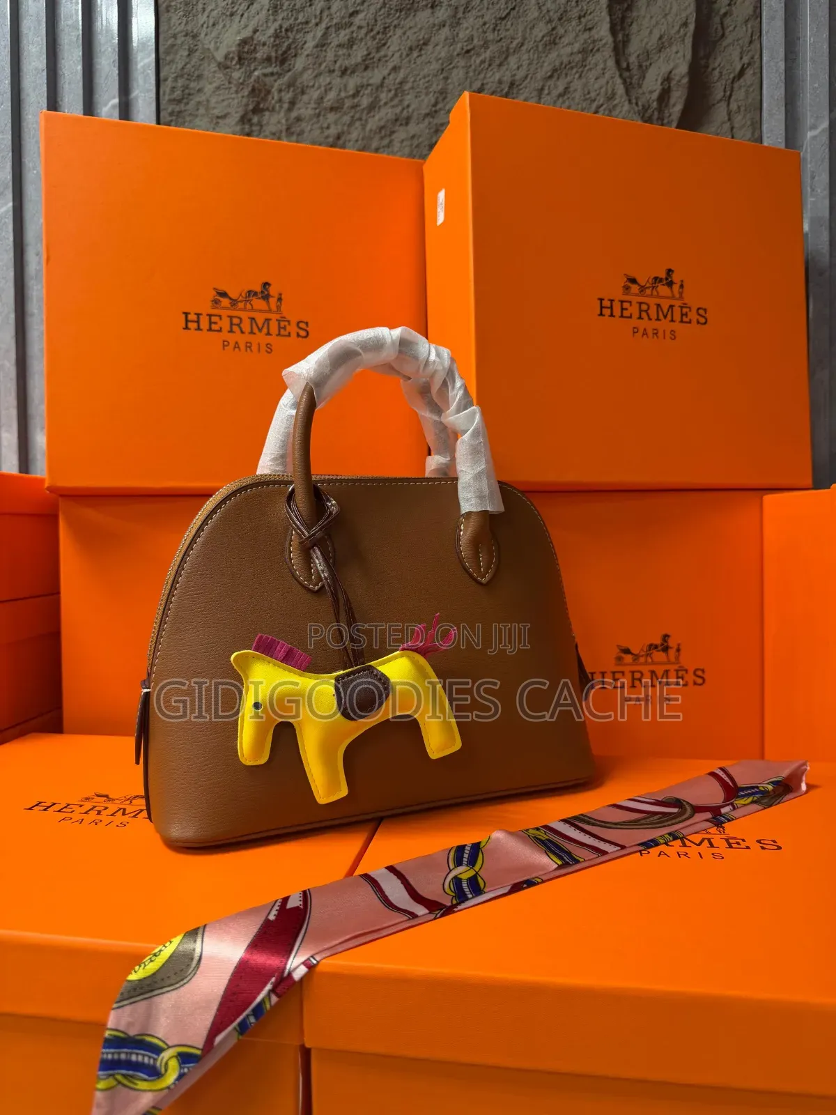 Structured Top-Handle Hermes Bag With Charm