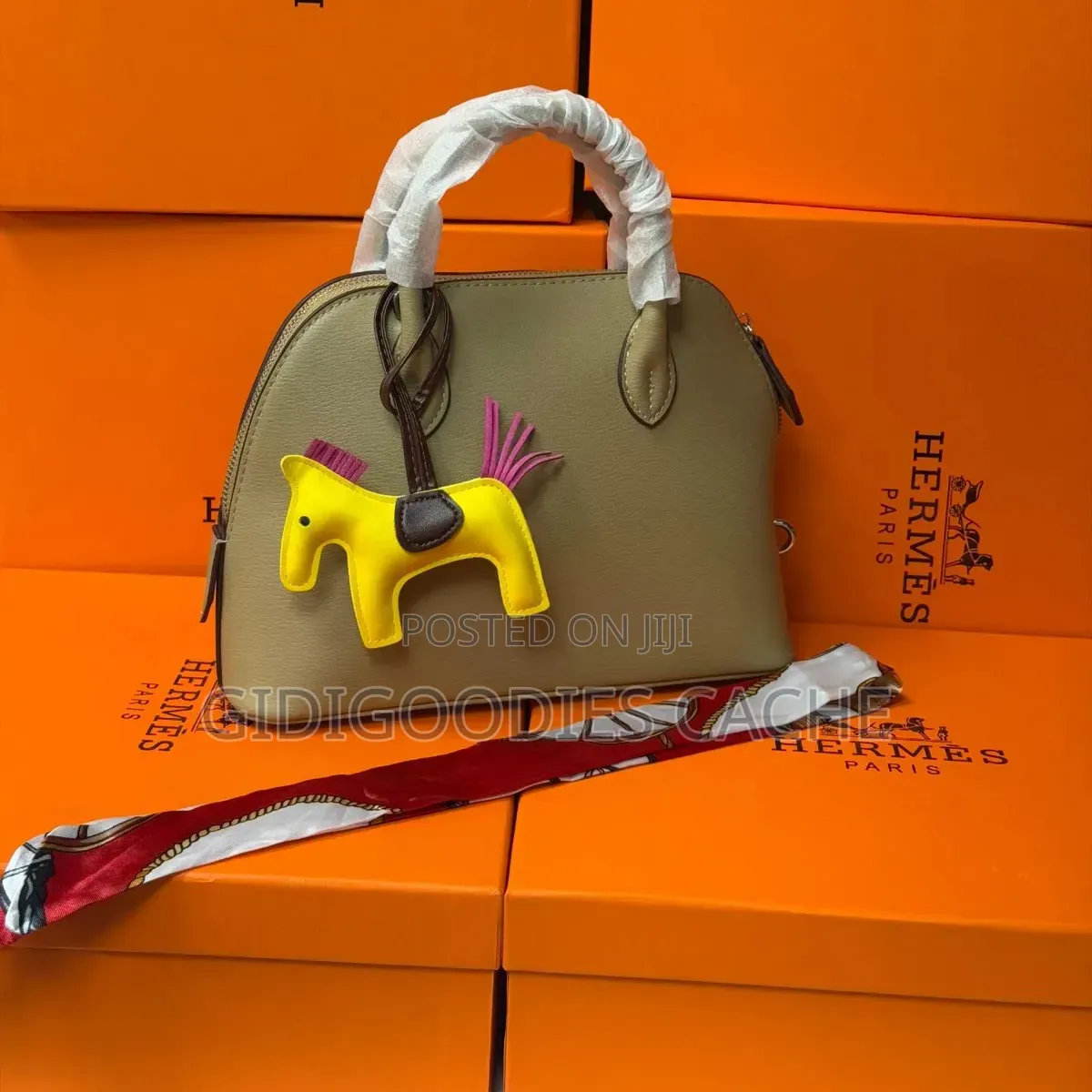 Structured Top-Handle Hermes Bag With Charm