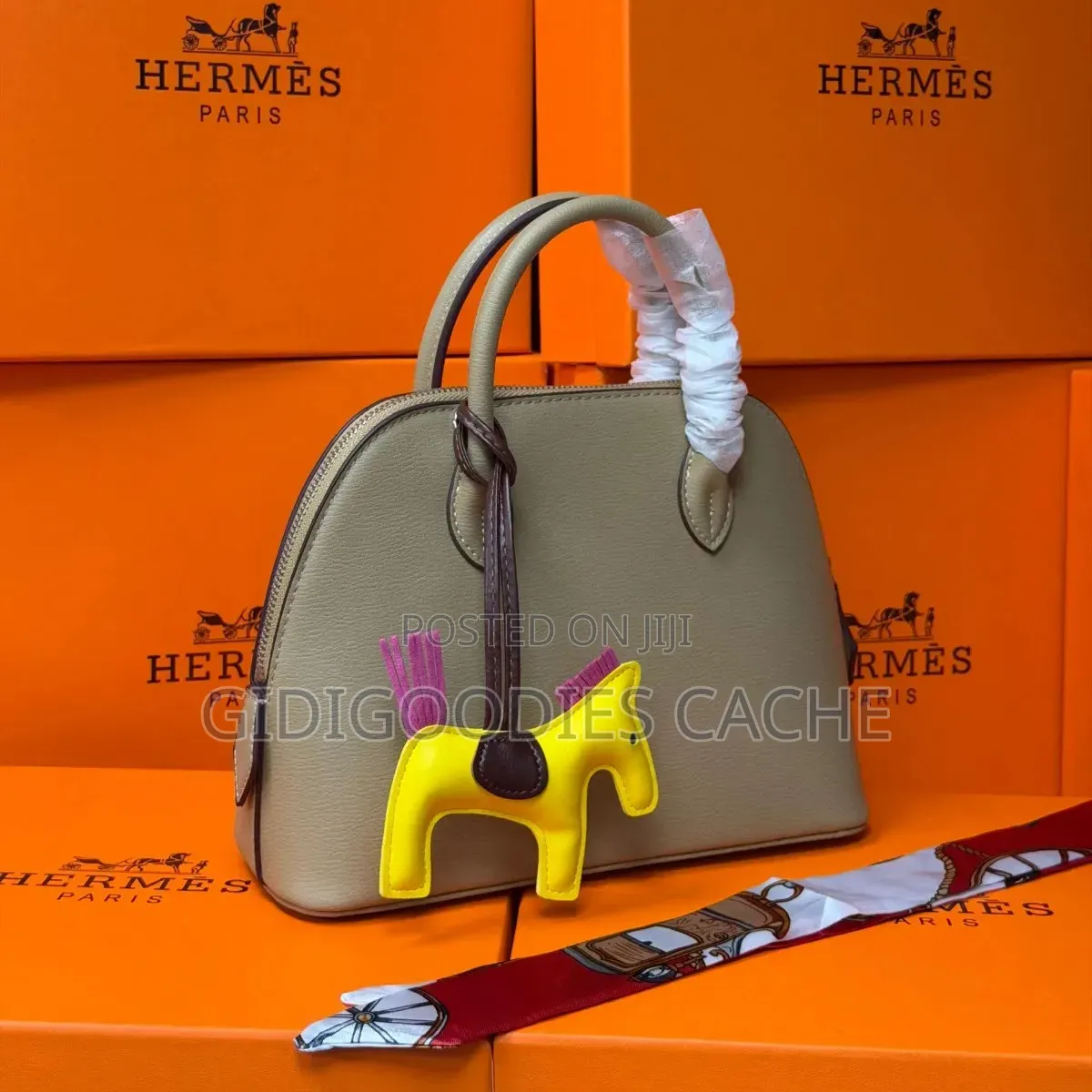 Structured Top-Handle Hermes Bag With Charm