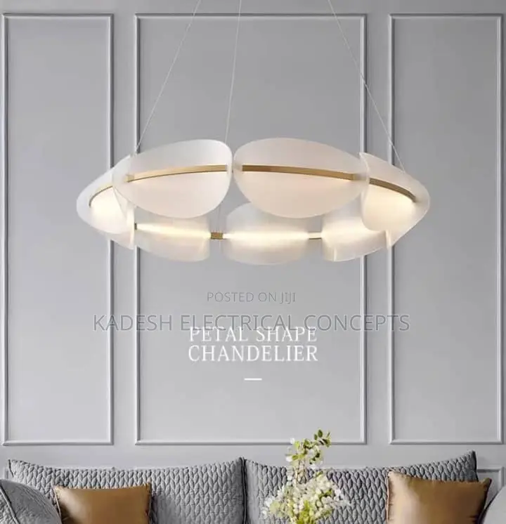 Nordic Leaf Chandelier Modern Acrylic Ring Light Living Dining Room