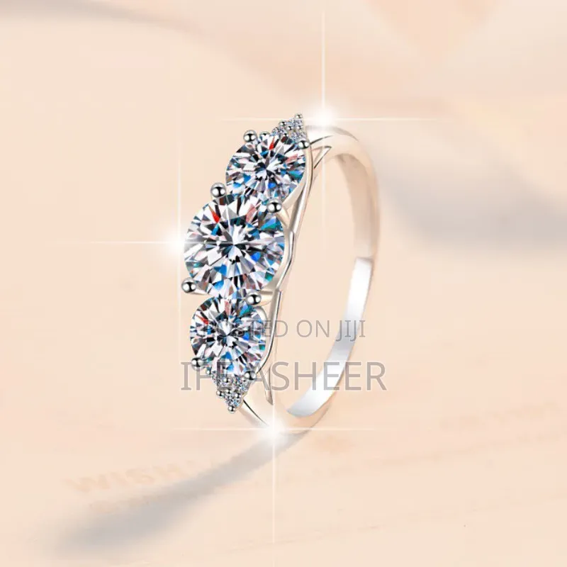 3 Stones Mossanite Diamond Lady Silver Engagement/Proposal Ring 0010