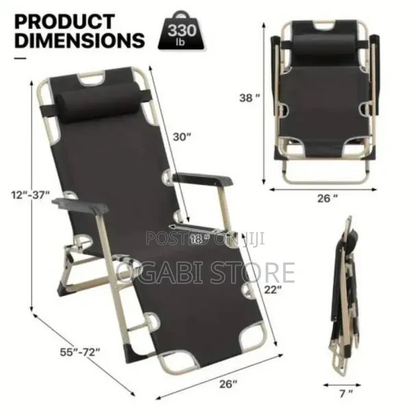 Portable Folding Reclining Chair. (Camping Bed and Chair)