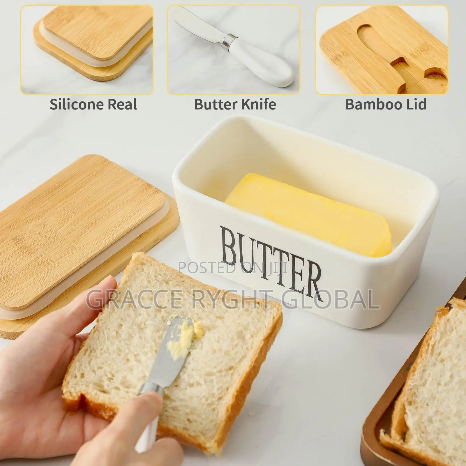 Ceramic Butter Dish With Butter Knife