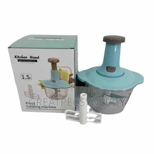 Hand Press Push Chopper With 4 Blades Chopping Vegetable and Fruit