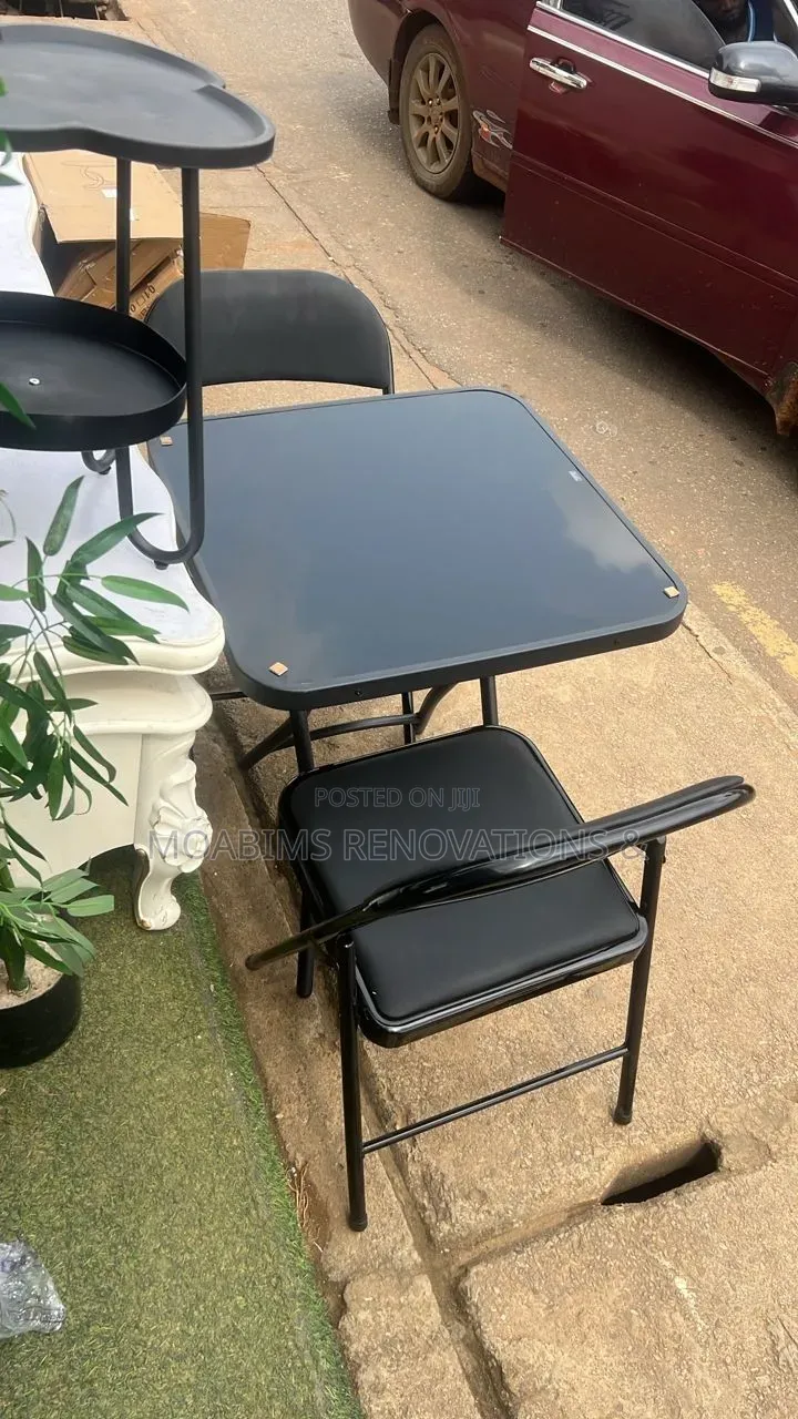 Tempered Glass Table Cushioned Leather Chair Set