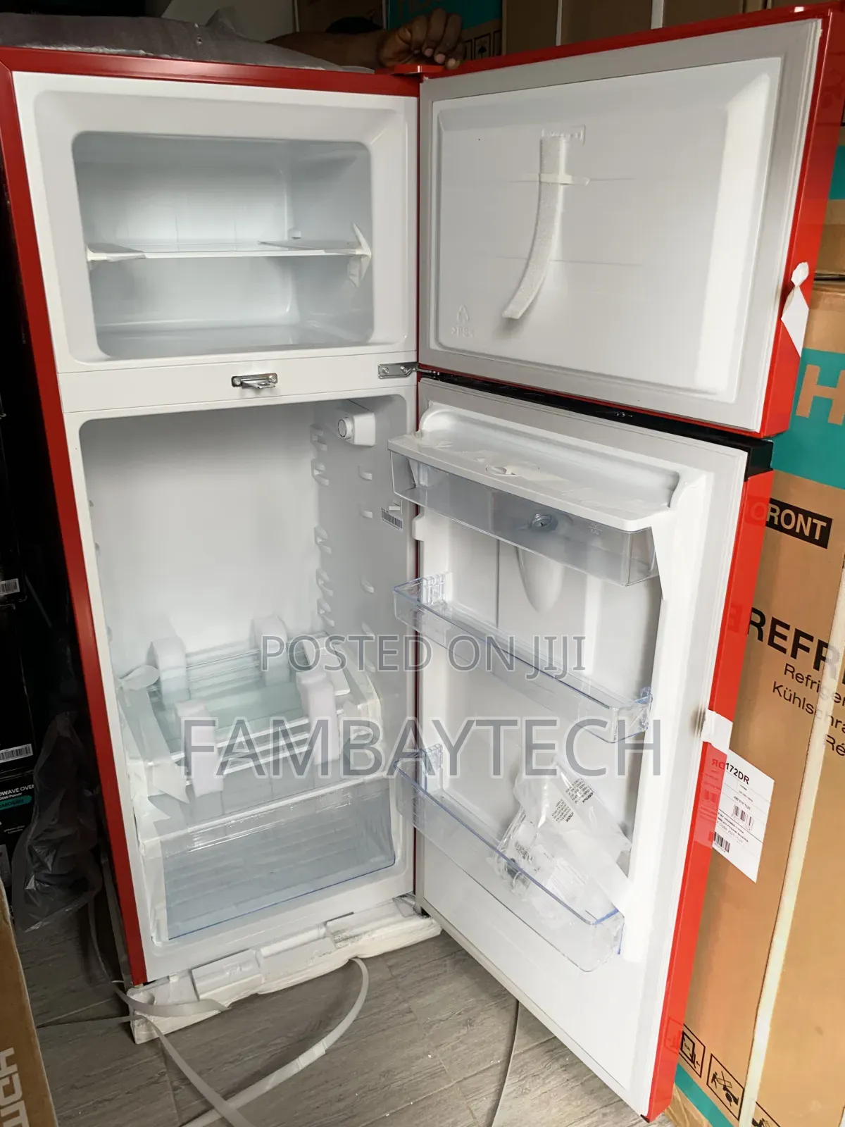 Hisense 204l Double Door Refrigerator – Red Finish With Dispenser