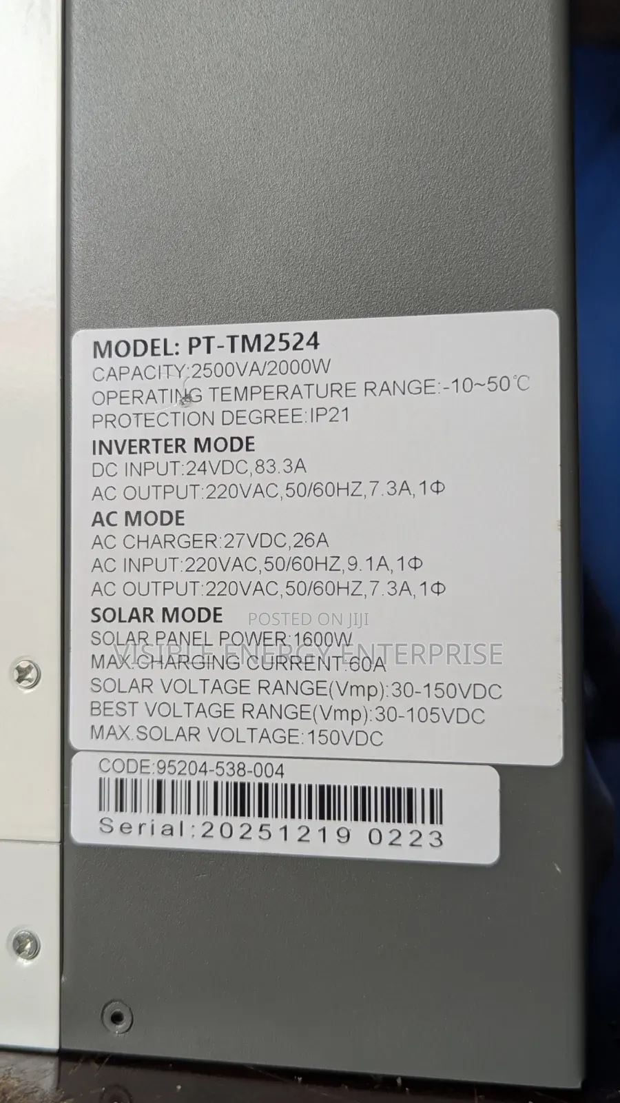 Sunfit 2.5kva 24v Pure Sine Wave Inverter(Pt-Tm2524).