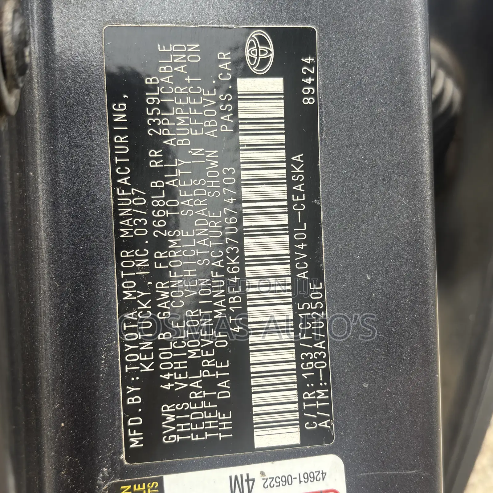 Toyota Camry 2007 Gray