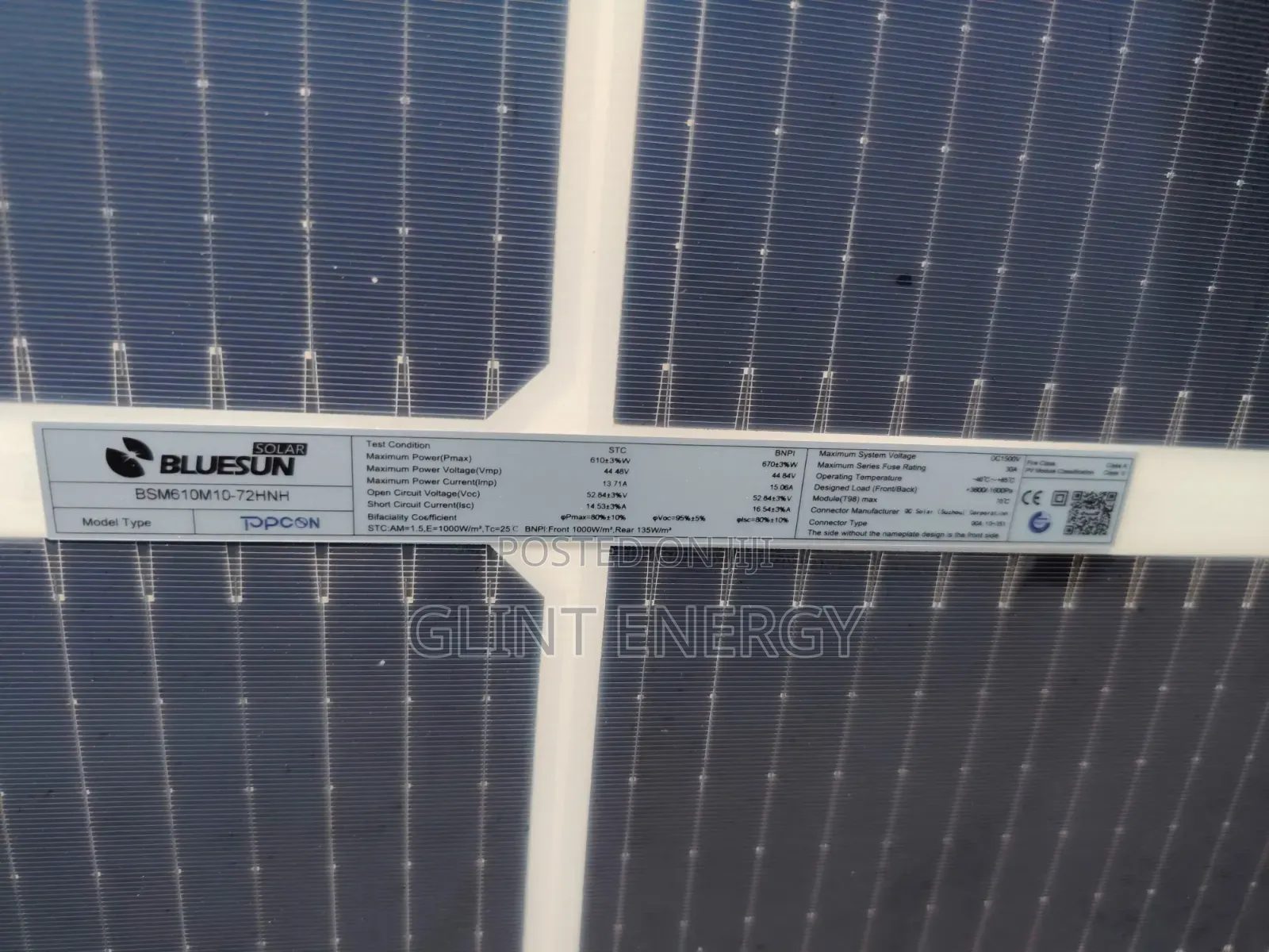 610w Bluesun Biafacial Solar Panels