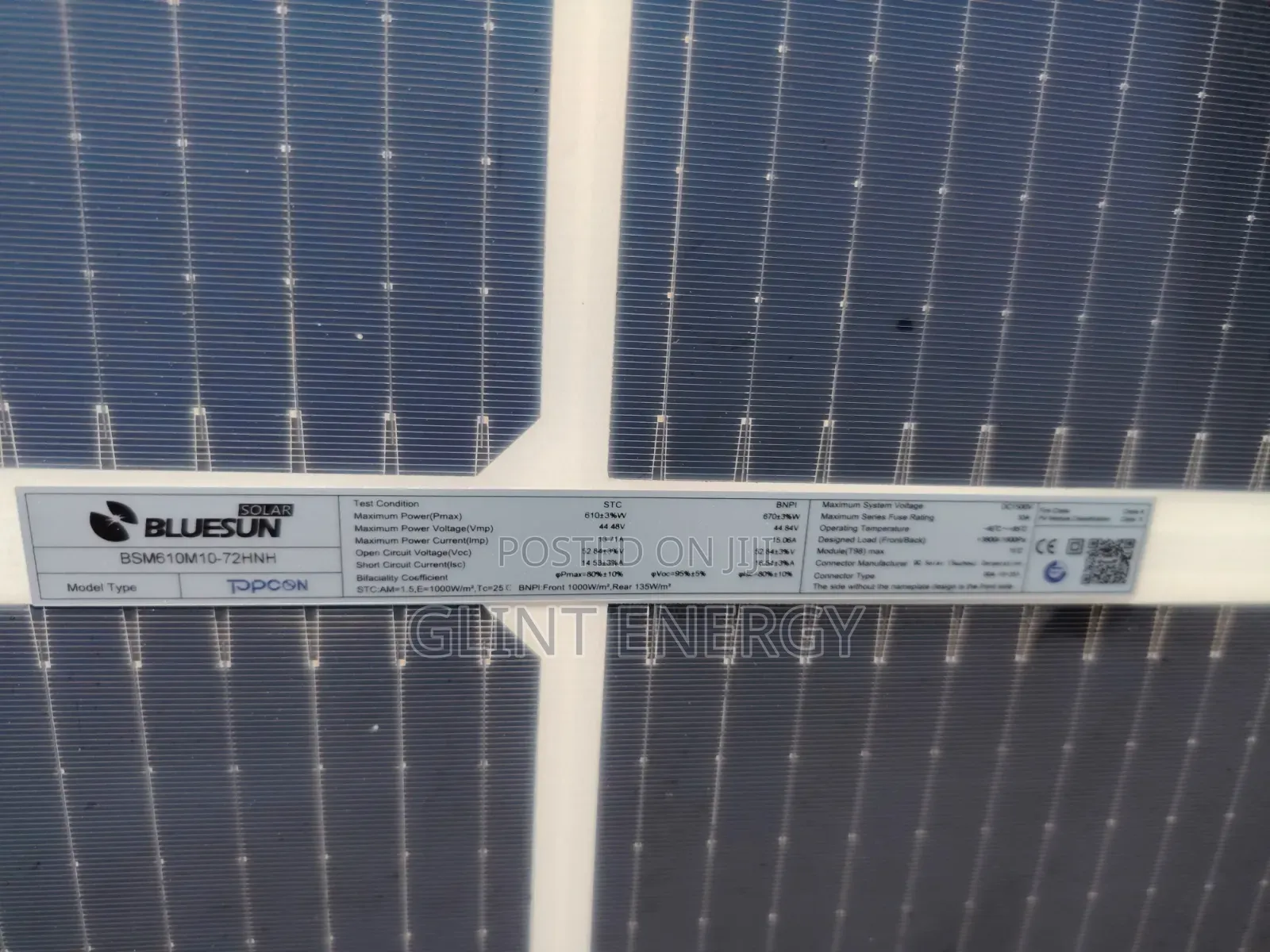 610w Bluesun Biafacial Solar Panels