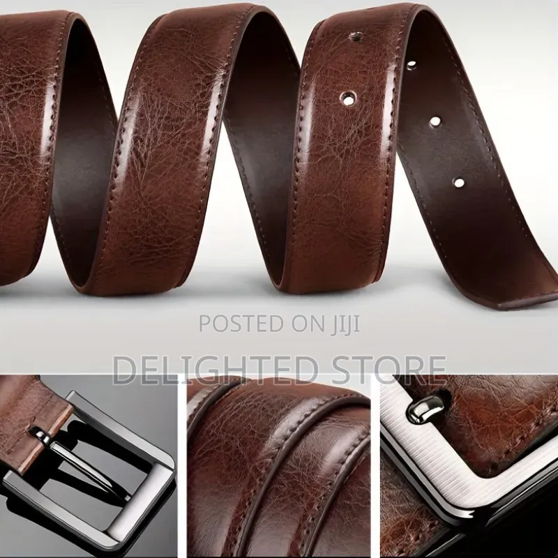Men's Faux Genuine Leather Vintage Belt 130cm