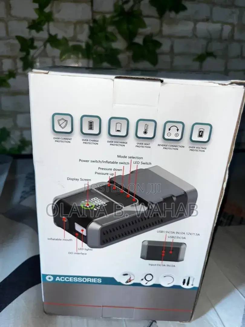 4-in-1 Car Jump Starter With Air Compressor Power Bank