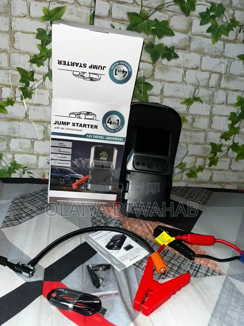4-in-1 Car Jump Starter With Air Compressor Power Bank