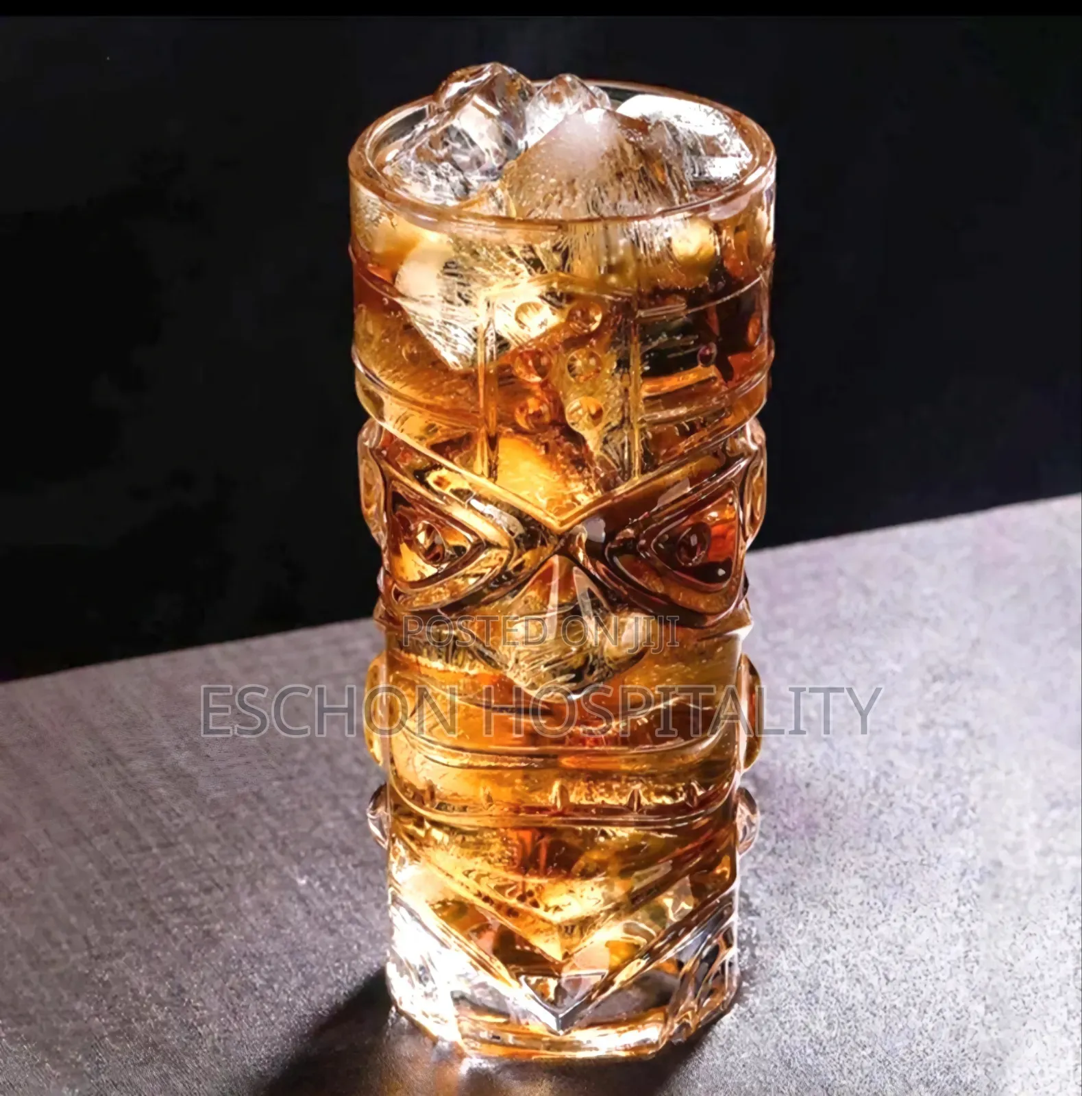 Clear Tiki Style Cocktail Drinking Glass Mugs 6pcs