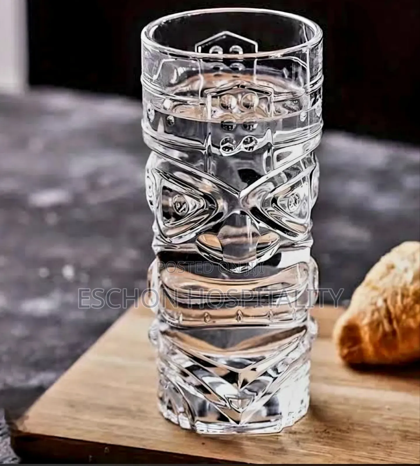 Clear Tiki Style Cocktail Drinking Glass Mugs 6pcs
