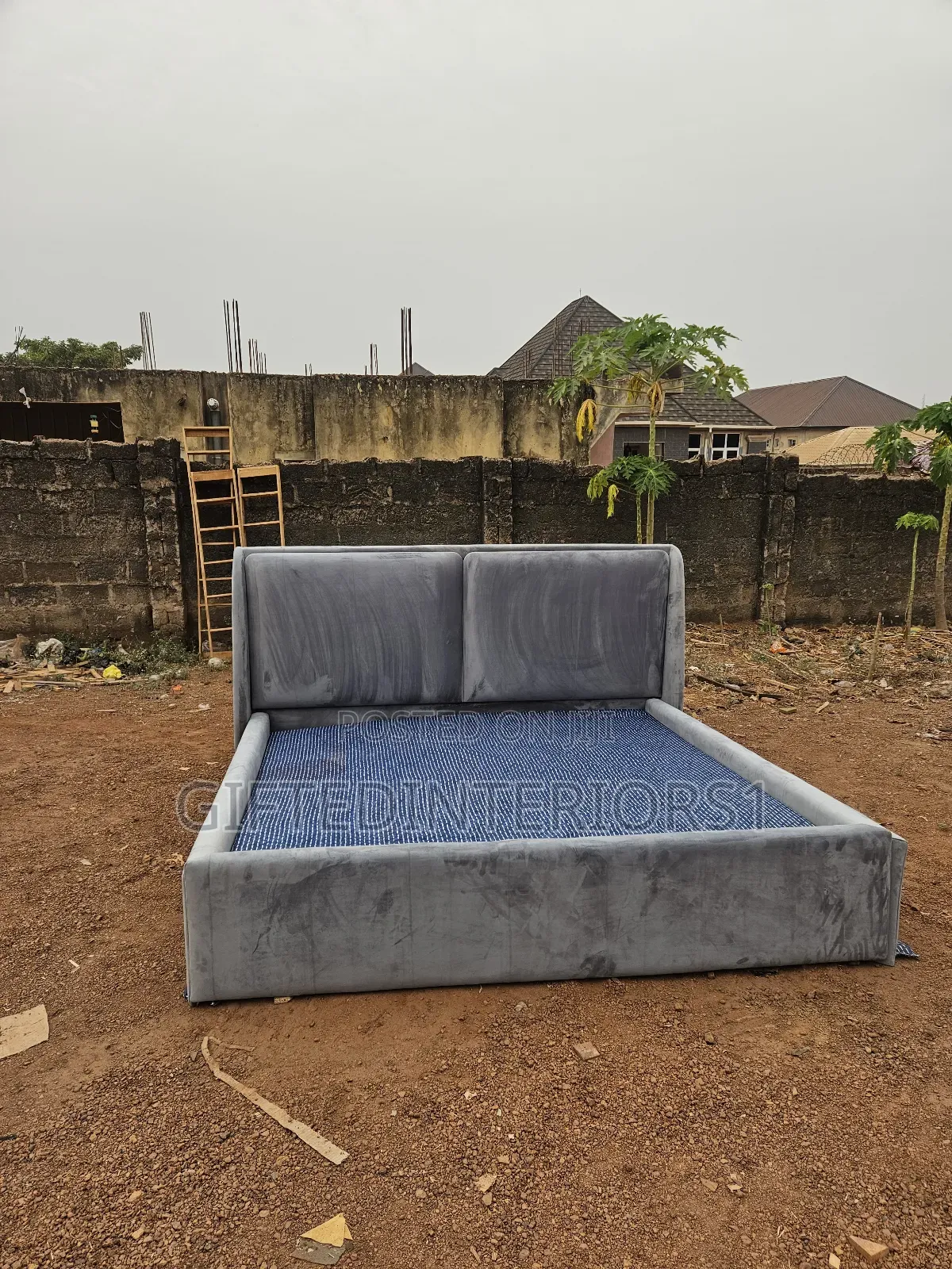 6 by 6 Quality Padded Bedframe + 1bedside Cupboard