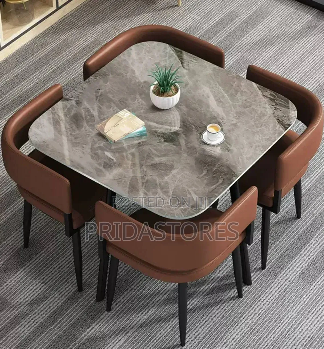 Modern 4-seater Dining Table Set With Cushioned Chairs