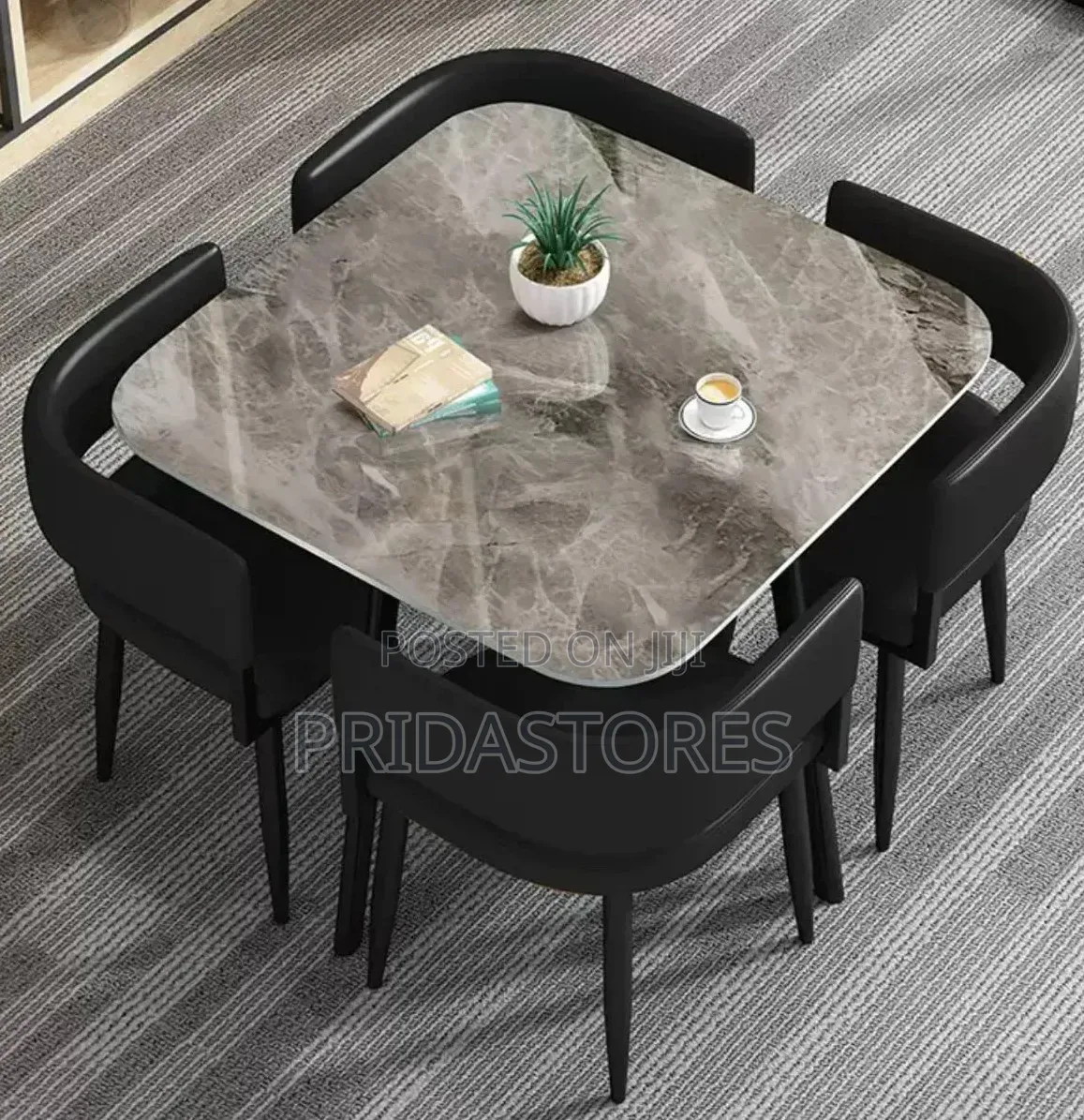 Modern 4-seater Dining Table Set With Cushioned Chairs