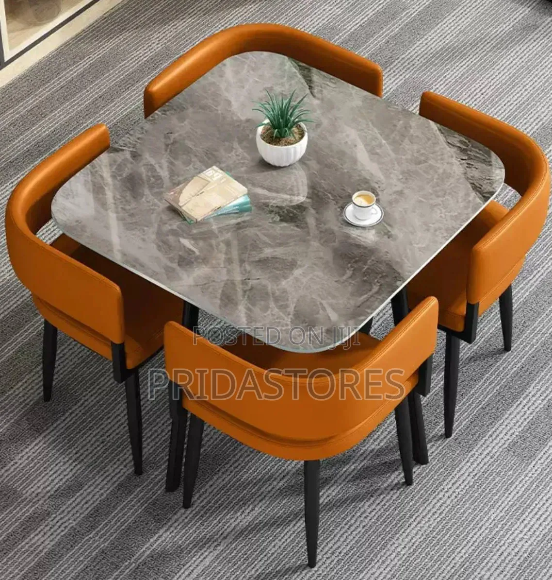 Modern 4-seater Dining Table Set With Cushioned Chairs
