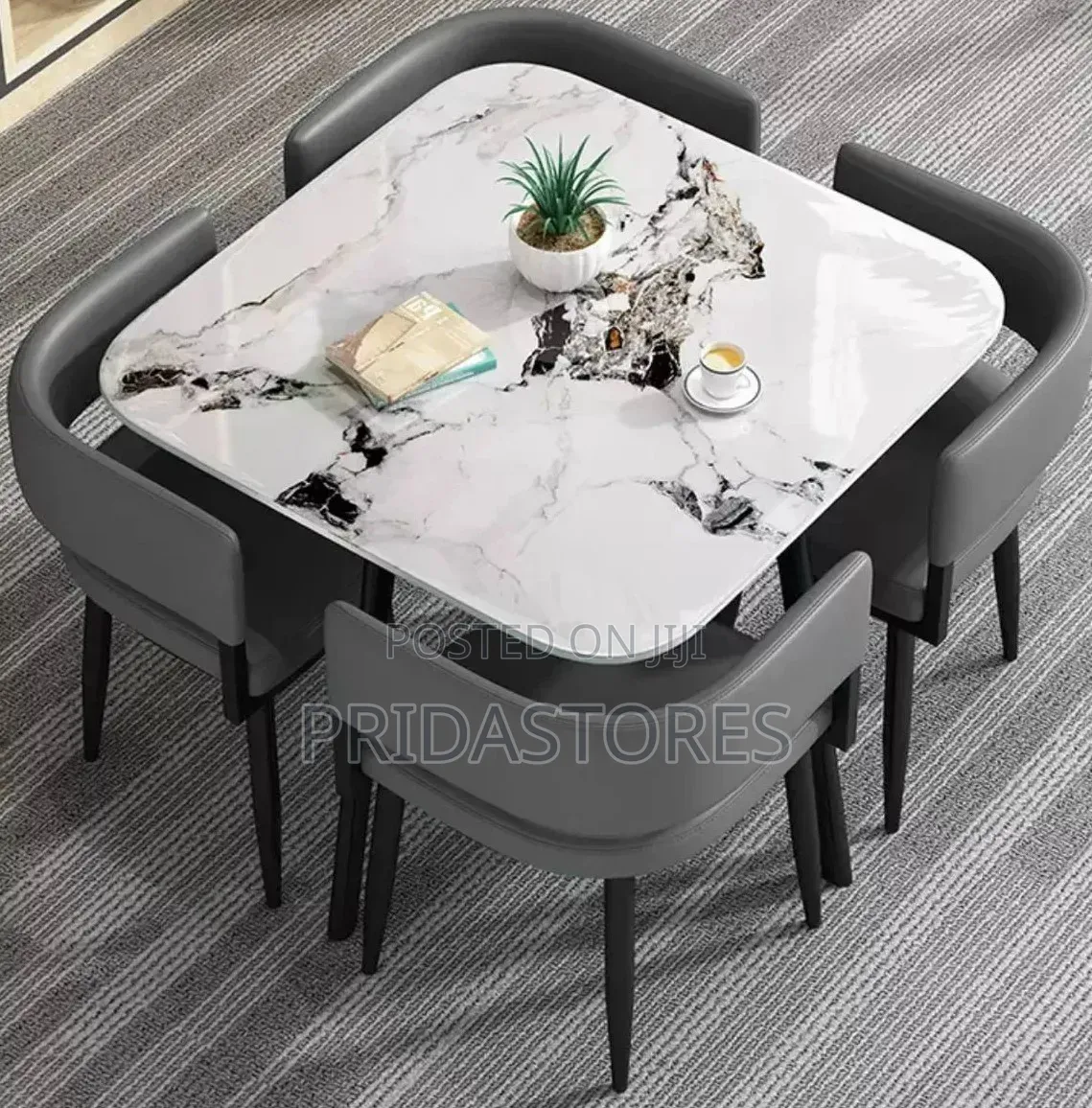 Modern 4-seater Dining Table Set With Cushioned Chairs