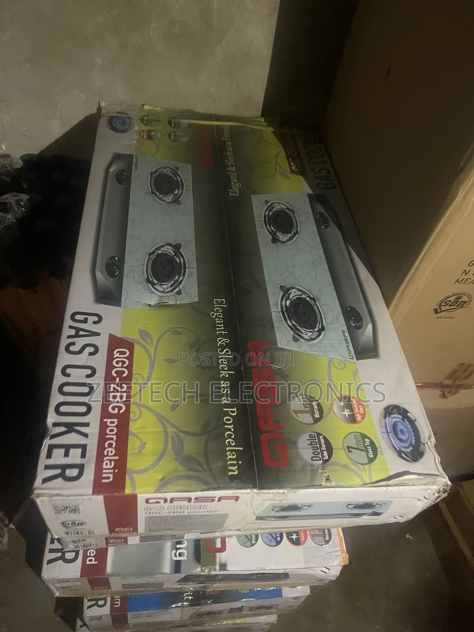 Qasa QGC-2bg Tabletop Porcelain Gas Cooker With Two Burners.