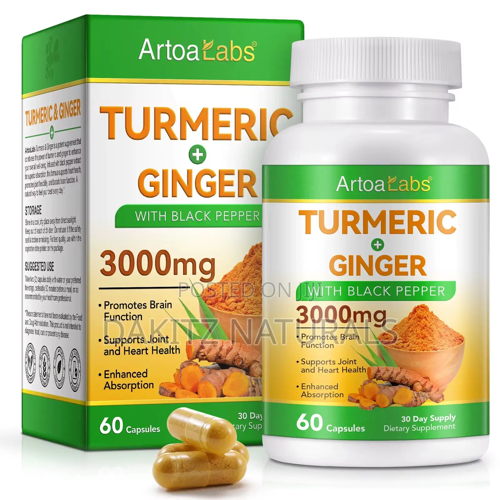Turmeric + Ginger With Black Pepper (Powerful Anti-inflammatory)