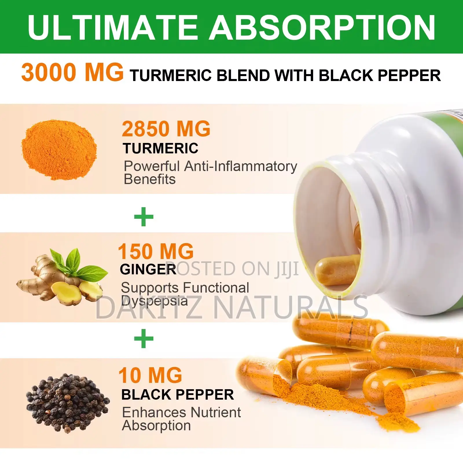 Turmeric + Ginger With Black Pepper (Powerful Anti-inflammatory)