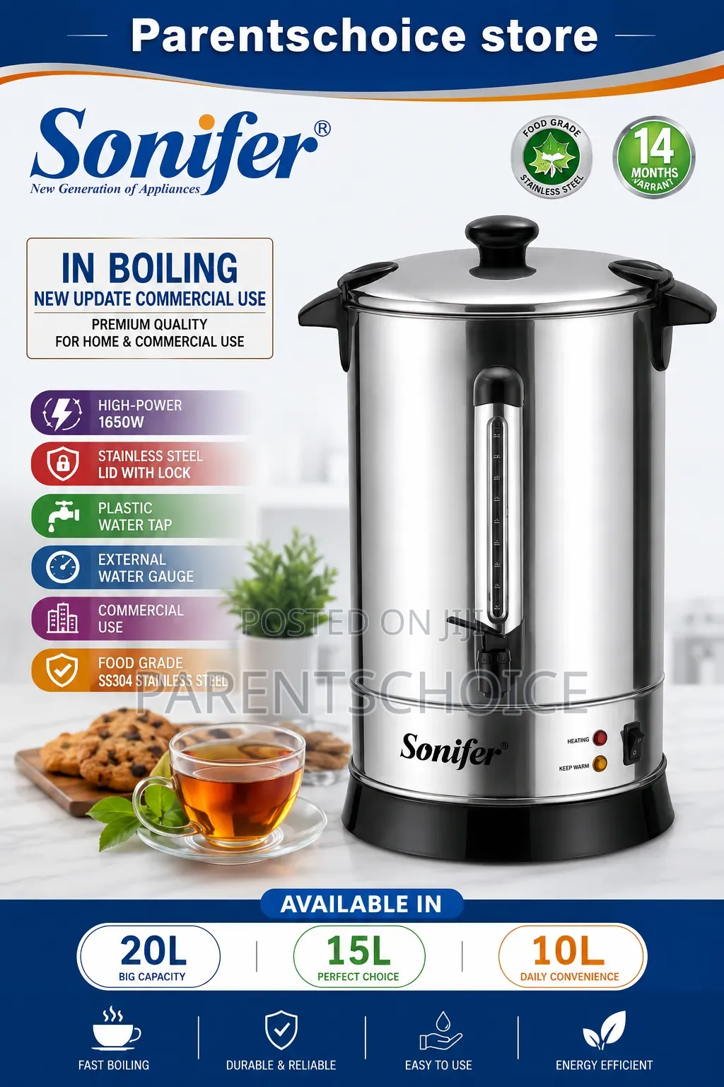 Commercial Hot Water Dispenser Tea Urn- 10l, 15l, 20l