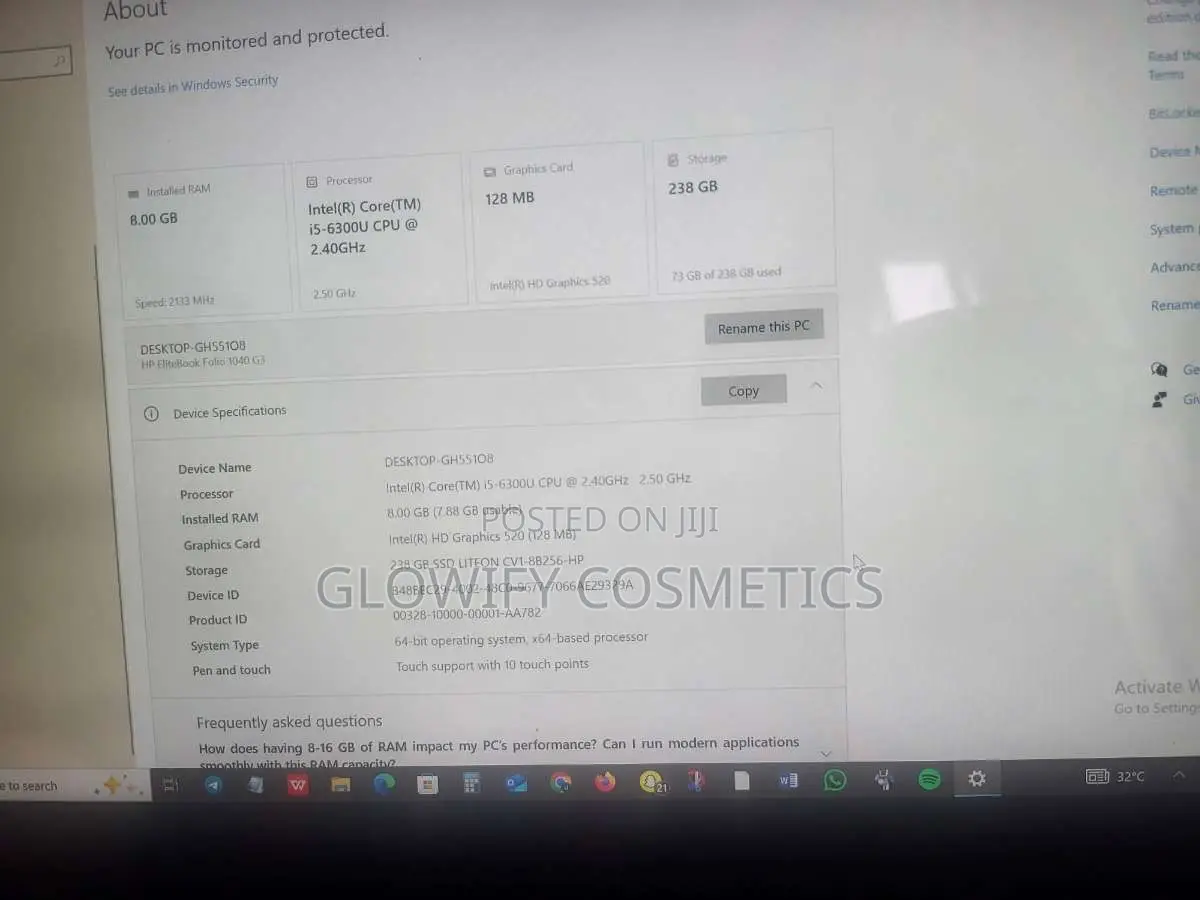 Laptop HP EliteBook 1040 G3 8GB Intel Core i5 SSD 256GB