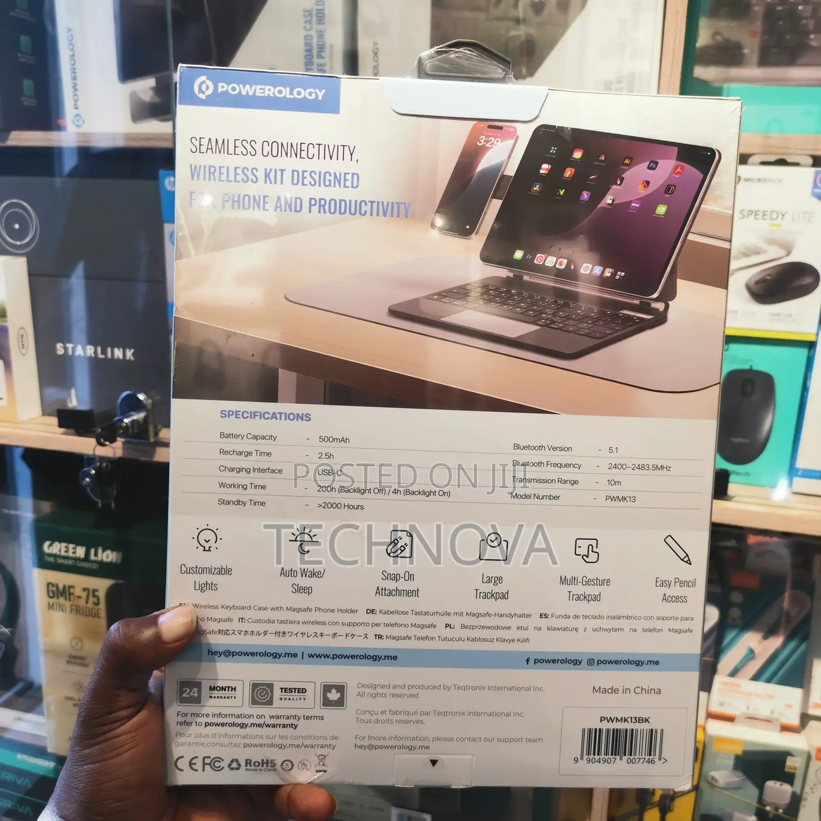 Powerology Wireless Keyboard Case With Magsafe Holder for 13" iPad Pro