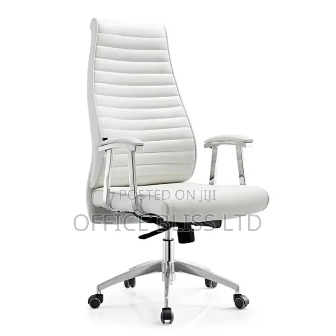 Executive High-Back Office Leather Chair With Padded Armrest