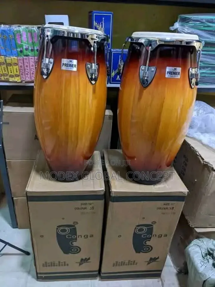 Premier Brand Conga Drums Featuring a Sunburst Finish.