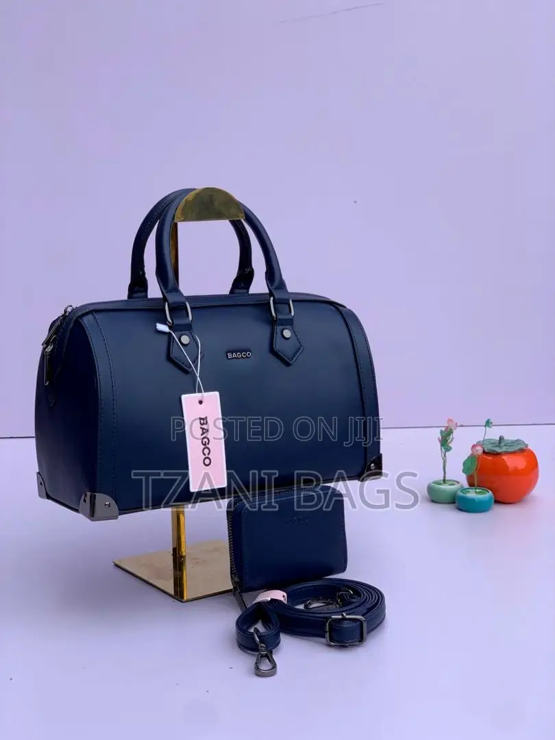 Original Bagco Black Structured Handbag With Wallet Long Strap