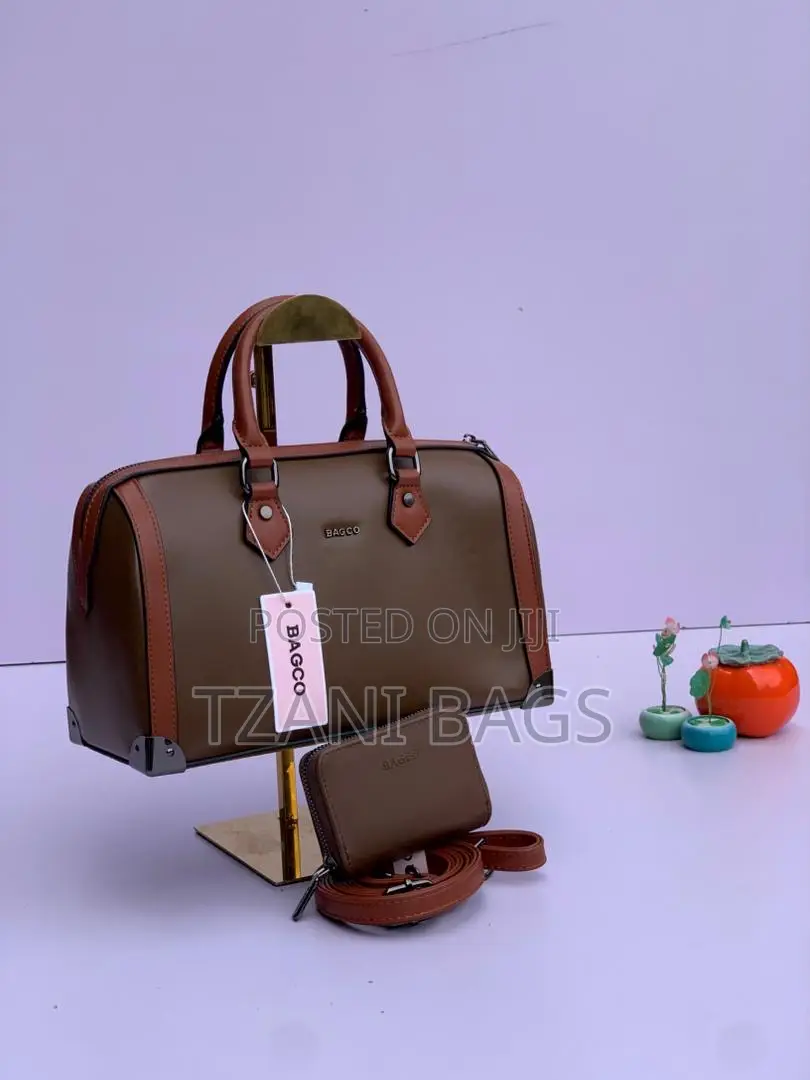 Original Bagco Black Structured Handbag With Wallet Long Strap