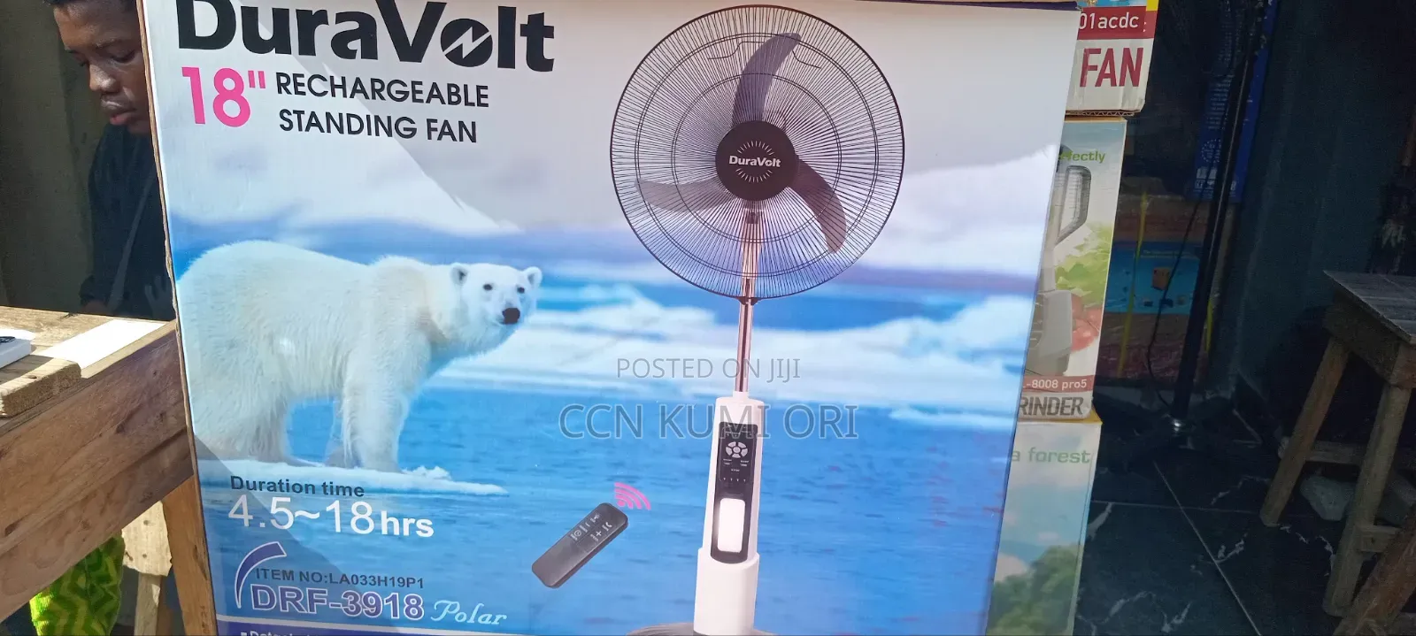 Duravolt 18-inch Drf 3918 Polar Rechargeable Standing Fan, Remote