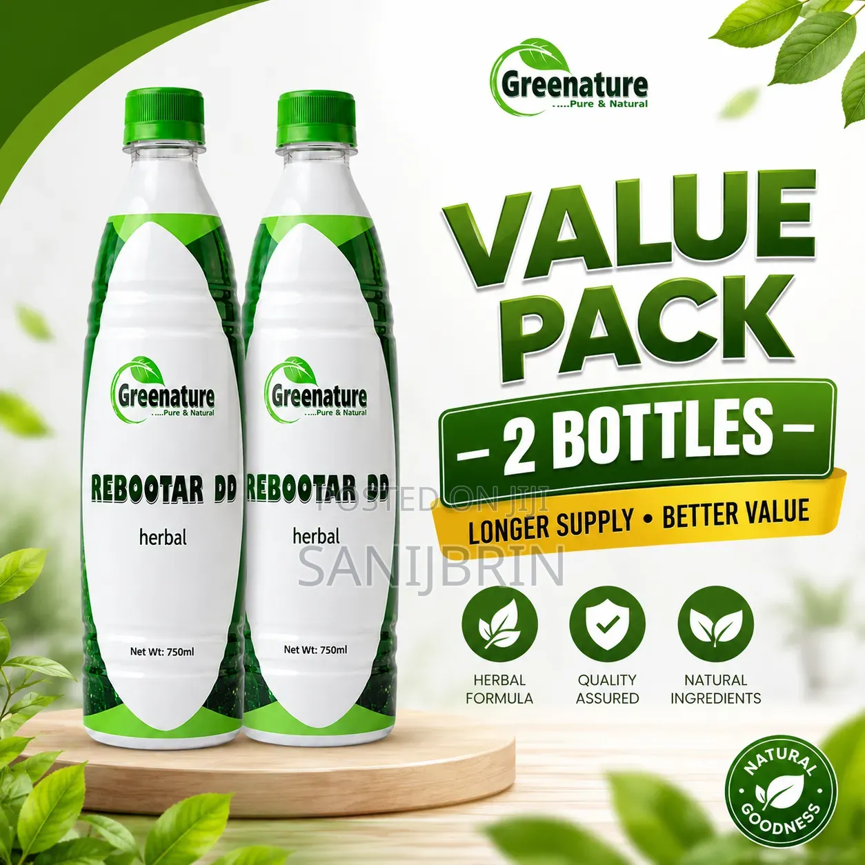 Rebootar Dd Herbal Wellness Supplement 750ml – 2 Bottles Pack