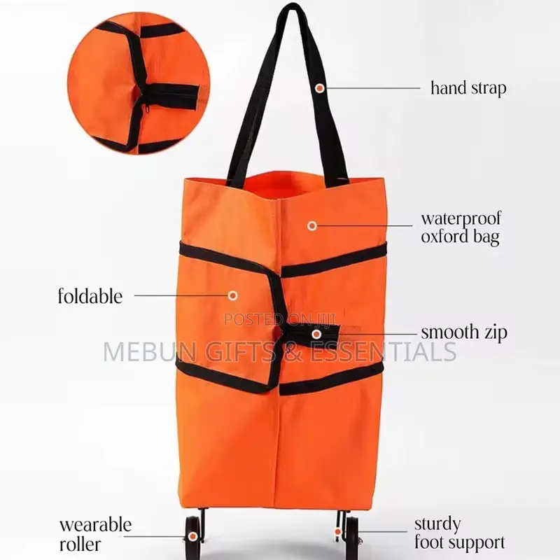 Foldable Shopping Trolley Bags With Wheels And Shoulder Straps